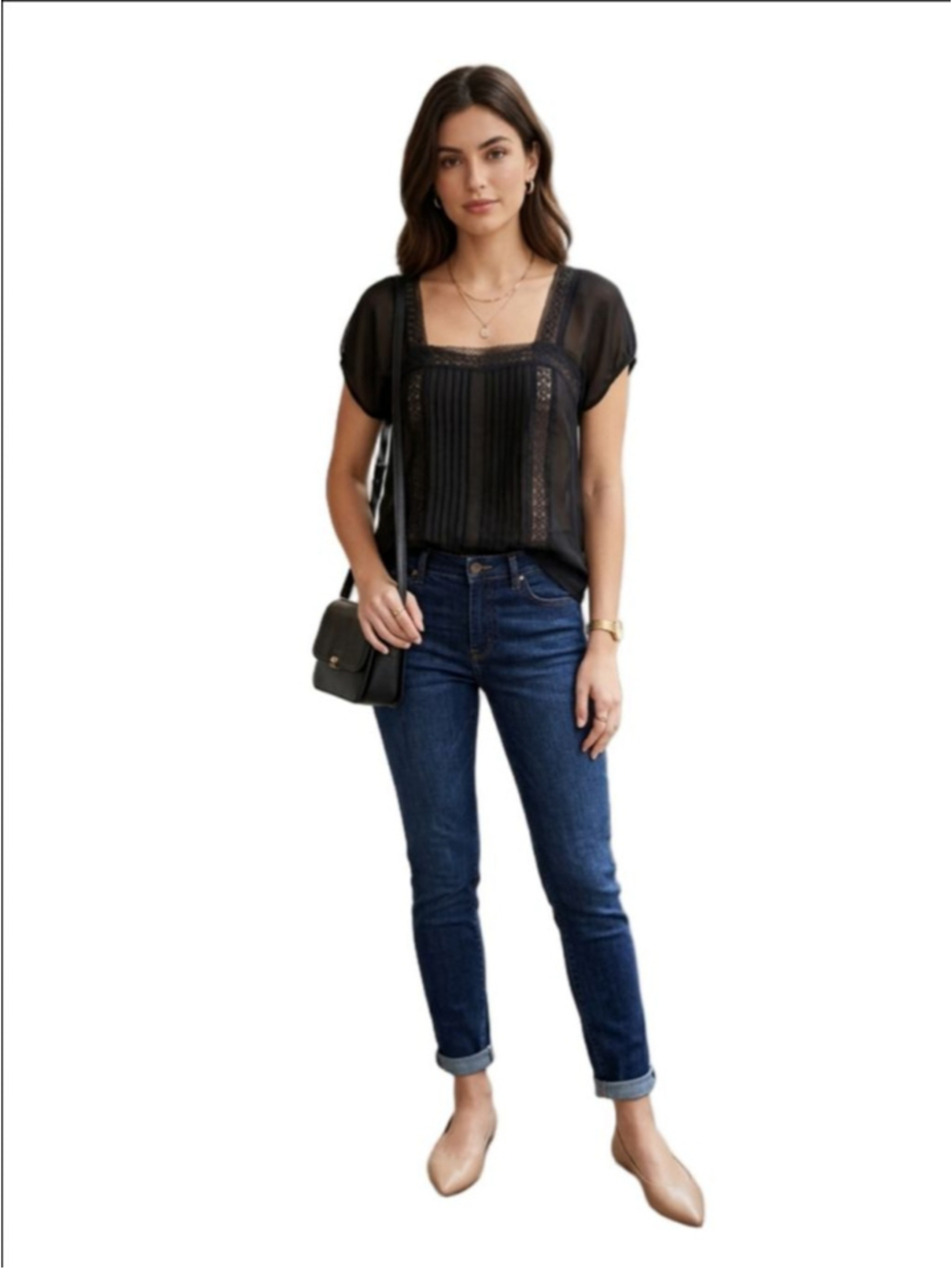 Women's MAX STUDIO PETITE Black Blouse LP